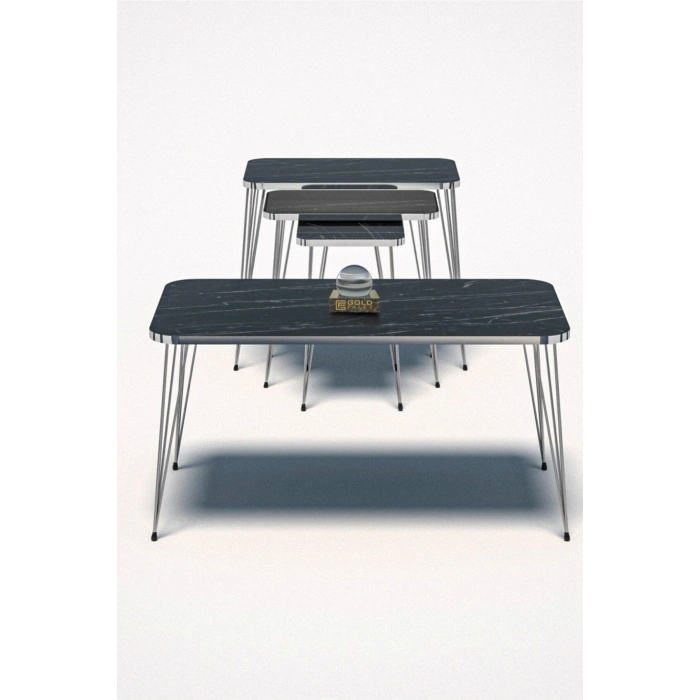 Zigon Sehpa Kr Ve Orta Sehpa Kr Set Gümüş Bendir Tel