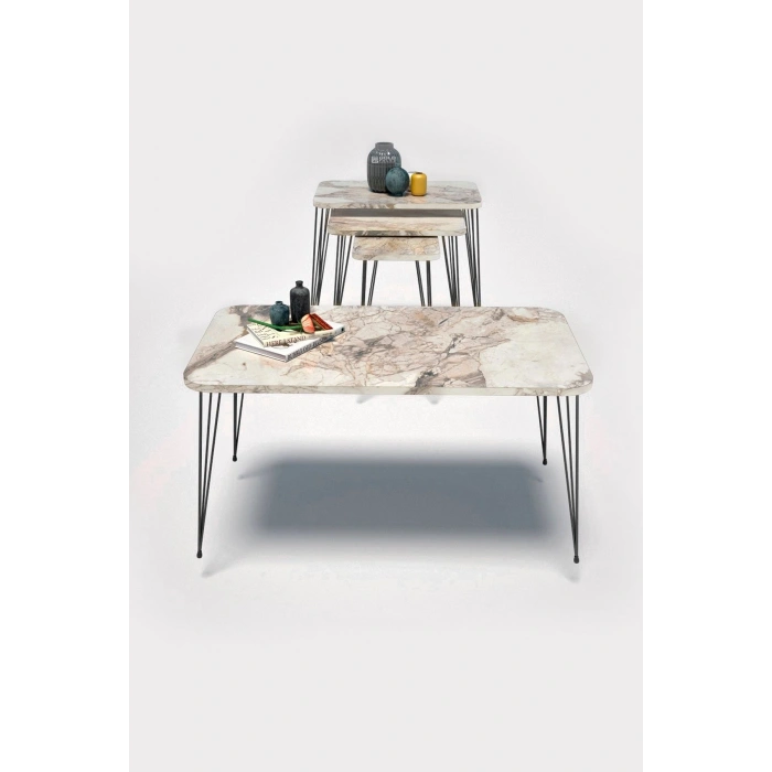 Zigon Sehpa Kr Ve Orta Sehpa Kr Set Siyah Ayak Efes Tel 1103