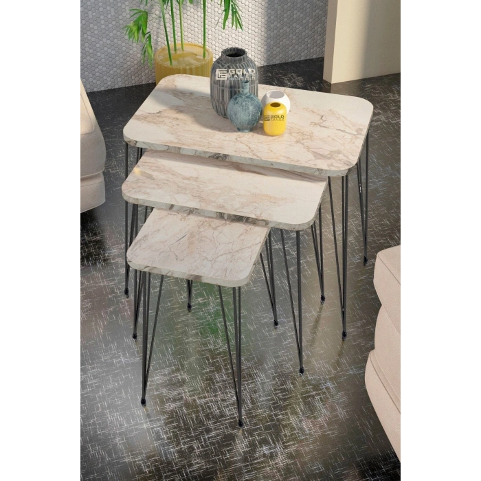 Zigon Sehpa Kr Ve Orta Sehpa Kr Set Siyah Ayak Efes Tel 1103