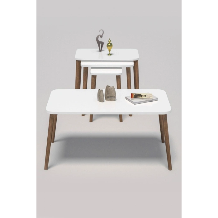 Zigon Sehpa Kr Ve Orta Sehpa Kr Torna Set Beyaz 1201