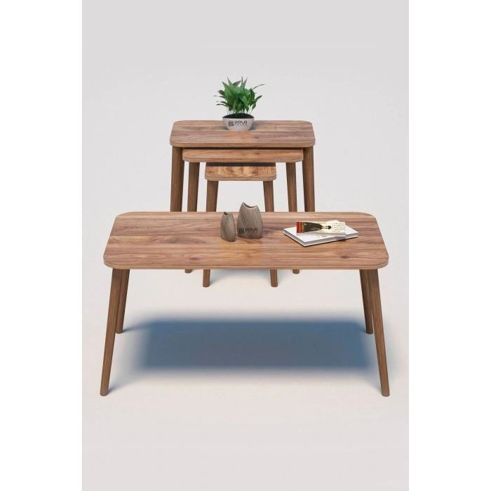 Zigon Sehpa Kr Ve Orta Sehpa Kr Torna Set Ceviz