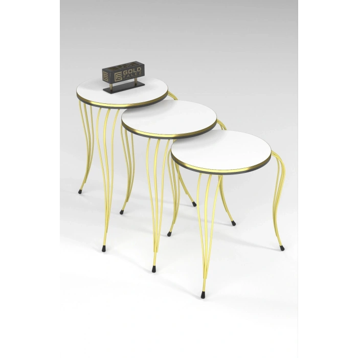 ZİGON SEHPA LÜKENS ÇİFT GOLD BEYAZ