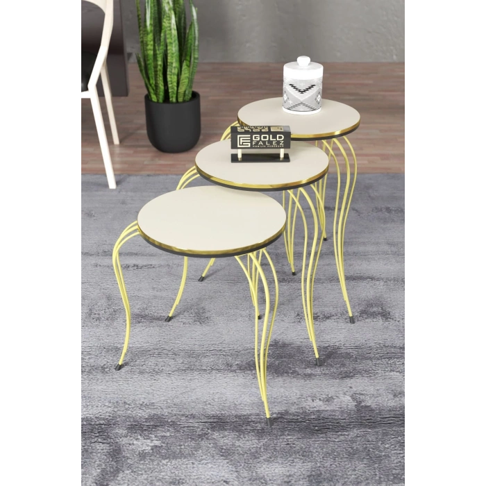 ZİGON SEHPA LÜKENS ÇİFT GOLD KREM