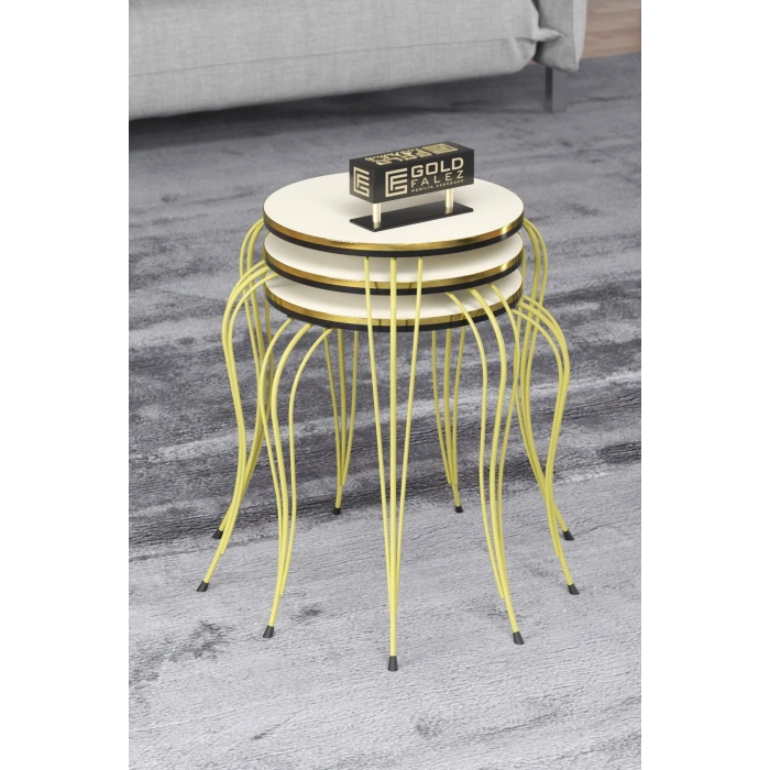 ZİGON SEHPA LÜKENS ÇİFT GOLD KREM