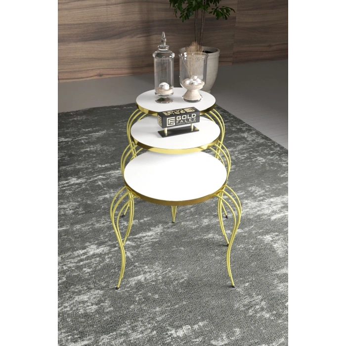 ZİGON SEHPA LÜKENS GOLD BEYAZ