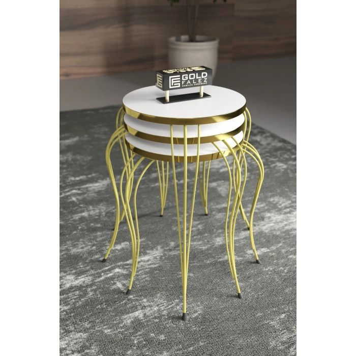 ZİGON SEHPA LÜKENS GOLD BEYAZ