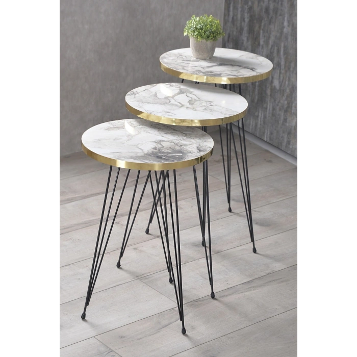 Zigon Sehpa Siyah Tel Ayak Altın Efes 1052