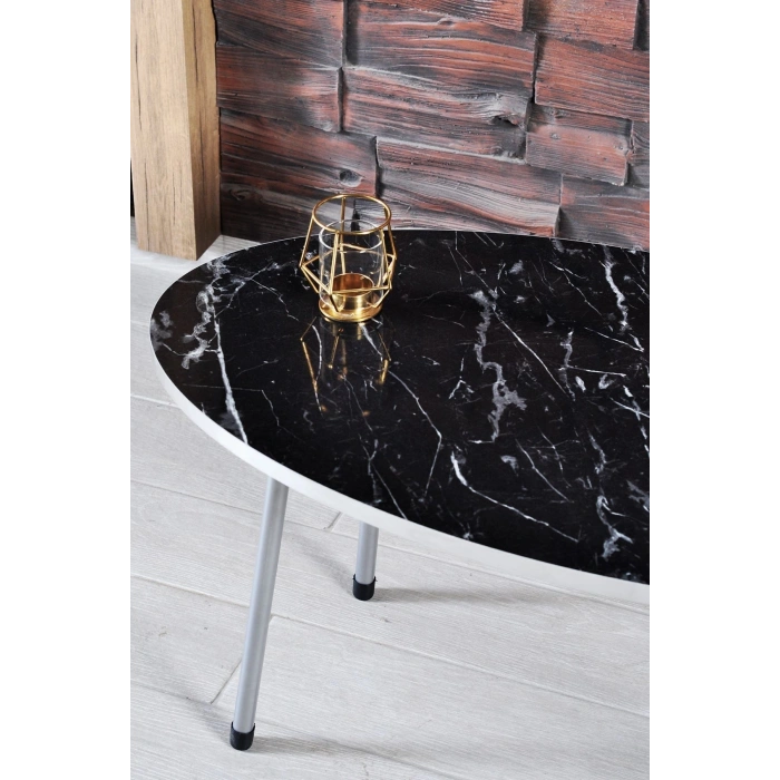 Zigon Sehpa Siyah Tel Ayak Çift Altın Bendir