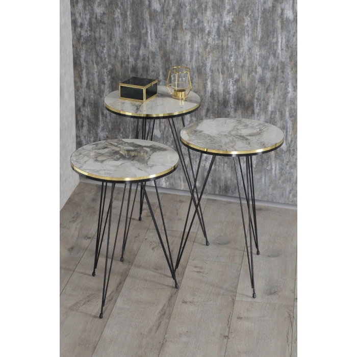 Zigon Sehpa Siyah Tel Ayak Çift Altın Efes 1048