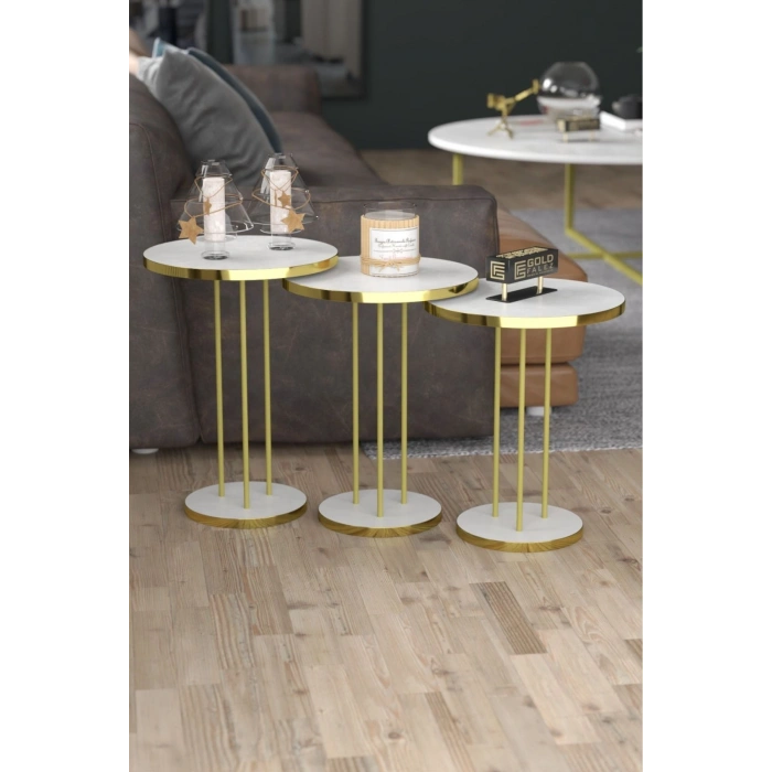 Zigon Sehpa Terra Gold Beyaz