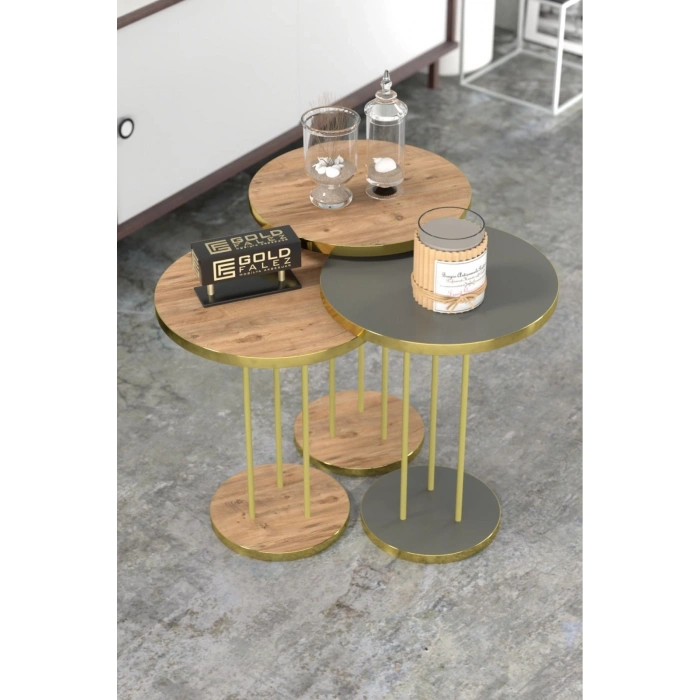 Zigon Sehpa Terra Gold Ceviz Antrasit TRR01