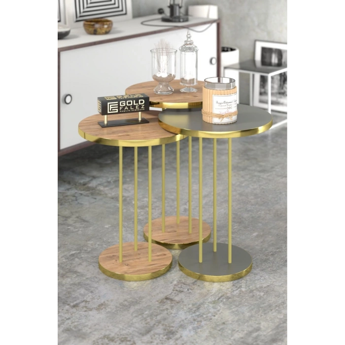 Zigon Sehpa Terra Gold Ceviz Antrasit TRR01