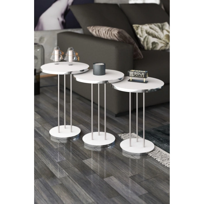 Zigon Sehpa Terra Gümüş Beyaz