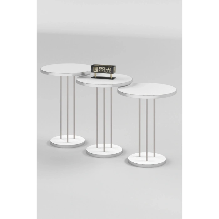 Zigon Sehpa Terra Gümüş Beyaz