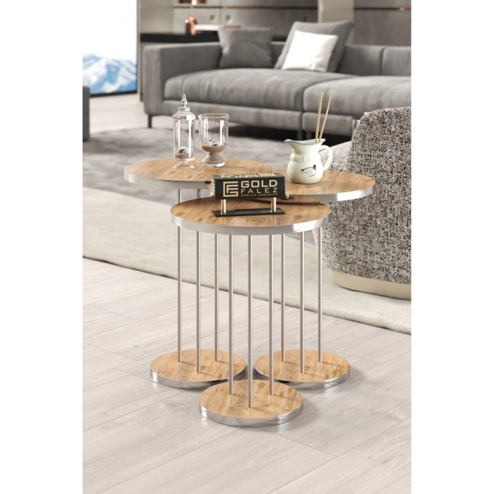 Zigon Sehpa Terra Gümüş Ceviz