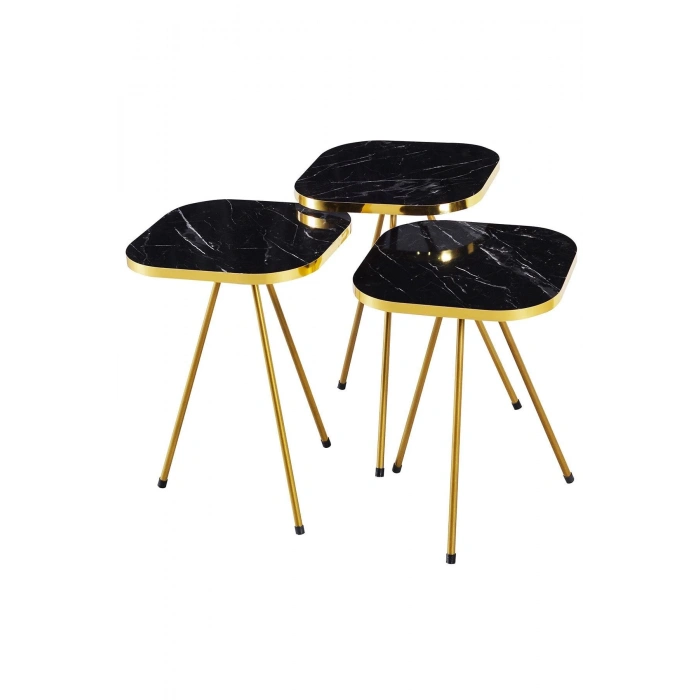 Zigon Sehpa Ve Orta Sehpa Kombin Set Altın Bendir 3201