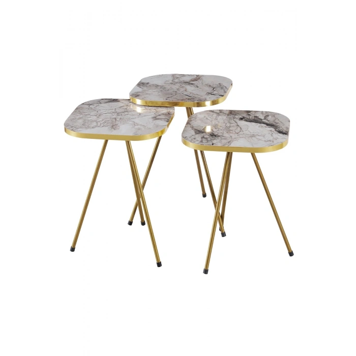 Zigon Sehpa Ve Orta Sehpa Kombin Set Altın Efes 3101