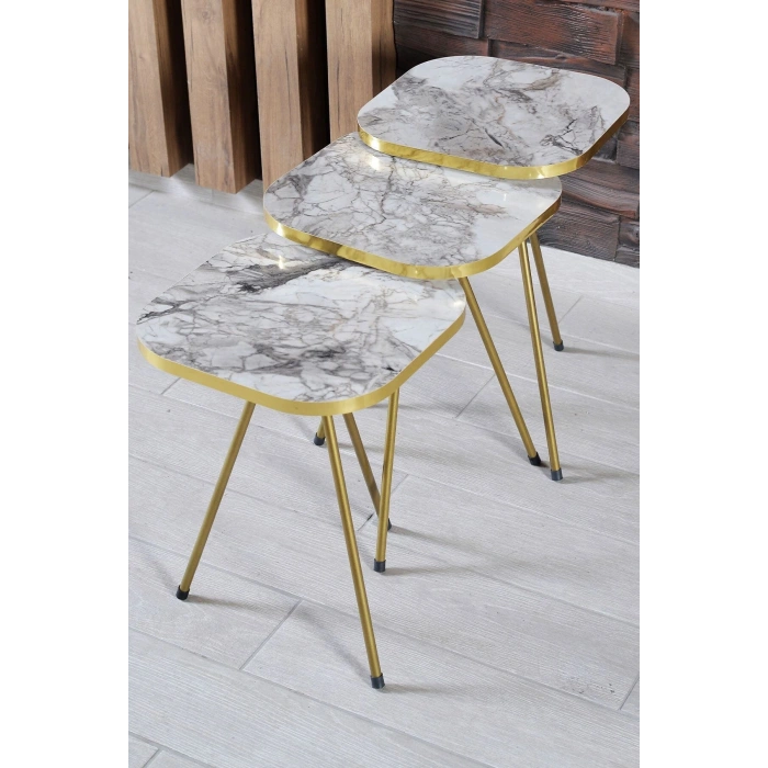 Zigon Sehpa Ve Orta Sehpa Kombin Set Altın Efes 3101