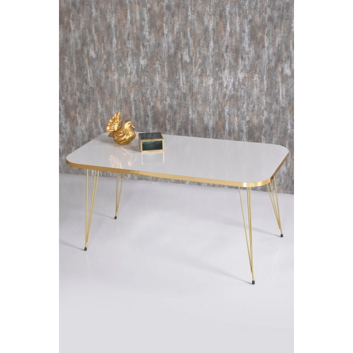 Zigon Sehpa Ve Orta Sehpa Kr Set Gold Beyaz Tel