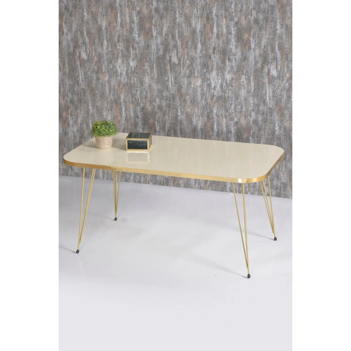 Zigon Sehpa Ve Orta Sehpa Kr Set Gold Krem Tel