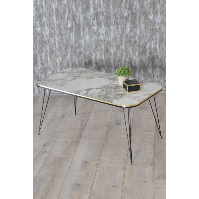 Zigon Sehpa Ve Orta Sehpa Kr Set Siyah Tel Ayak Çift Altın Efes