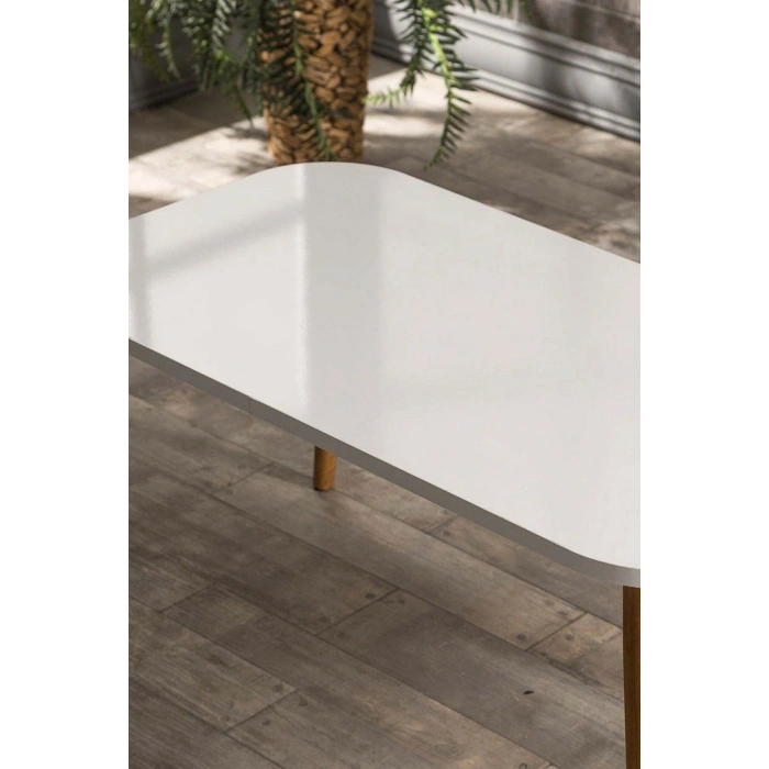 Zigon Sehpa Ve Orta Sehpa Set Ahşap Kr Torna Beyaz