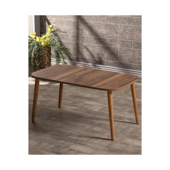 Zigon Sehpa Ve Orta Sehpa Set Ahşap Kr Torna Ceviz