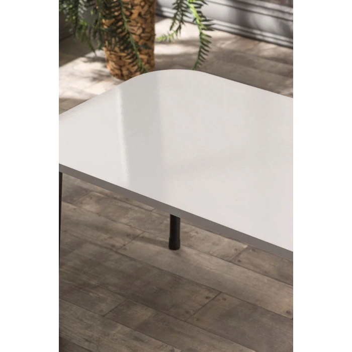 Zigon Sehpa Ve Orta Sehpa Set Kr Metal Beyaz