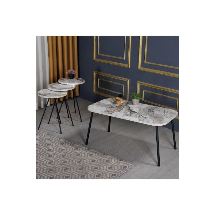 Zigon Sehpa Ve  Orta Sehpa Set Metal Kr Efes