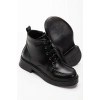 02-2001 Siyah Kırışık Rugan Bağcıklı Fermuarlı Günlük Kadın Bot