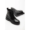02-2003 Siyah Kırışık Rugan Bağcıklı Fermuarlı Günlük Kadın Bot