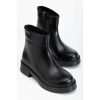 02-3033 Siyah Kırışık Rugan Fermuarlı Günlük Kadın Bot