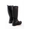 02-307 Siyah Düz Topuklu Günlük Bayan Binici Çizme