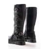 02-346 Siyah Düz Topuklu Günlük Bayan Binici Çizme