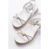 1001-1120 Beyaz Gümüş Taşlı Günlük Kadın Sandalet