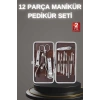 12 Parça Paslanmaz Çelik Kompakt ve Taşınabilir Manikür Makası Tırnak Makası