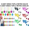 12 Parça Renkli Disko Toplu Retro Parti Seti – 6 Kolye + 6 Gözlük
