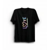 14 Şubat Sevgililer Günü Love Baskılı Oversize Bisiklet Yaka T-shirt - Siyah