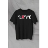 14 Şubat Sevgililer Günü Love Baskılı Oversize Bisiklet Yaka T-shirt - Siyah