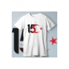 15 Temmuz Demokrasi Ve Milli Birlik Günü Ay Yıldız Baskılı T-shirt - Beyaz
