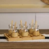 18 Parça Bambu Çay Seti - 6 Çay Bardağı - Borosilikat Cam