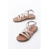 205-017 Bej Ortopedik Hakiki Deri Kadın Sandalet