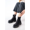 236-2011 Siyah Dalgıç Fermuarlı Günlük Kadın Bot