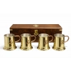 29x7 cm Ahşap Kutulu 4lü Pirinç Fincan Seti