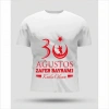 30 Ağustos Zafer Bayramı Baskılı Oversize Bisiklet Yaka T-shirt - Beyaz