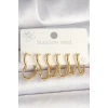 316L Çelik Gold Renk Kalp Model Kadın Küpe Seti