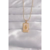 316L Çelik Gold Renk Pembe Mineli El Figür Tarot Kolye