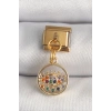 316L Çelik Gold Renk Sallantı Renkli Zirkon Taşlı Göz Model Nomination Charm