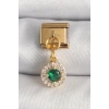 316L Çelik Gold Renk Sallantı Yeşil Zirkon Taşlı Nomination Charm