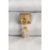 316L Çelik Gold Renk Sallantı Zirkon Taşlı Kare Model Nomination Charm